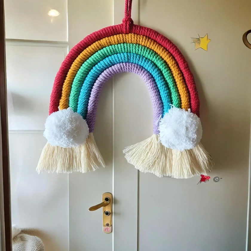 Buy Knot-it-All @ Qudsazz Macrame Rainbow Wall Hanging, Handmade Rainbow Macrame Wall Hanging Large Fiber Rainbow for Nursery Online at Low Prices in India - Amazon.in