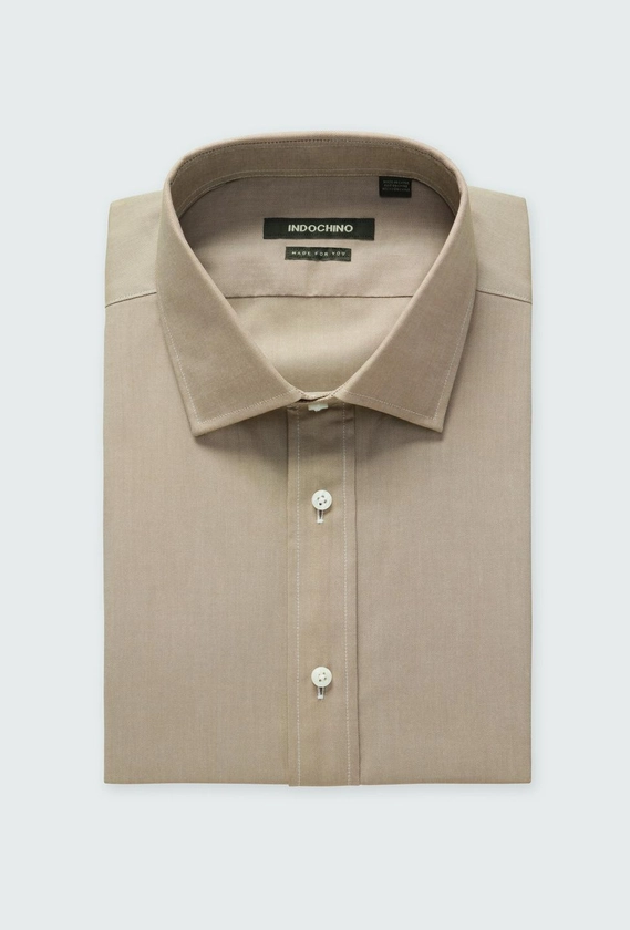 Men's Custom Shirts - Hailey Cotton Stretch Sand Shirt | INDOCHINO