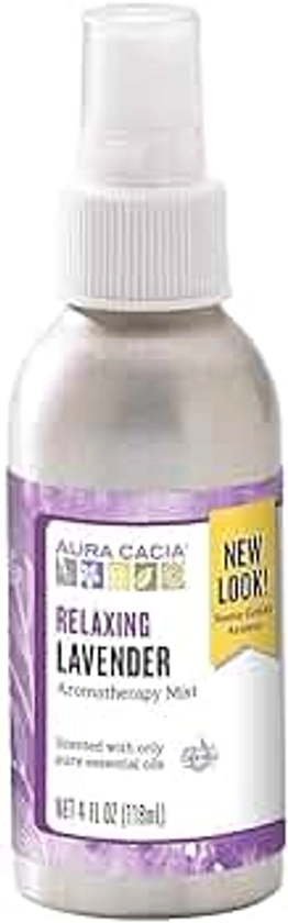 Aura Cacia Relaxing Lavender Aromatherapy Mist, 4-Ounce, Lavender Pure Essential Oils, Sweet & Floral Aroma