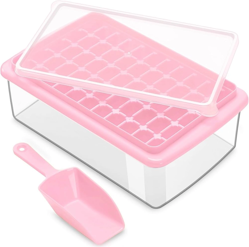 ARTLEO Ice Cube Tray Lid and Bin for Freezer, Easy-Release 55 Mini Nugget Ice Tray with Spill-Resistant Cover, Storage Container, Scoop. Flexible Durable Plastic Small Ice Tray Bucket, BPA Free : Amazon.ca: Home