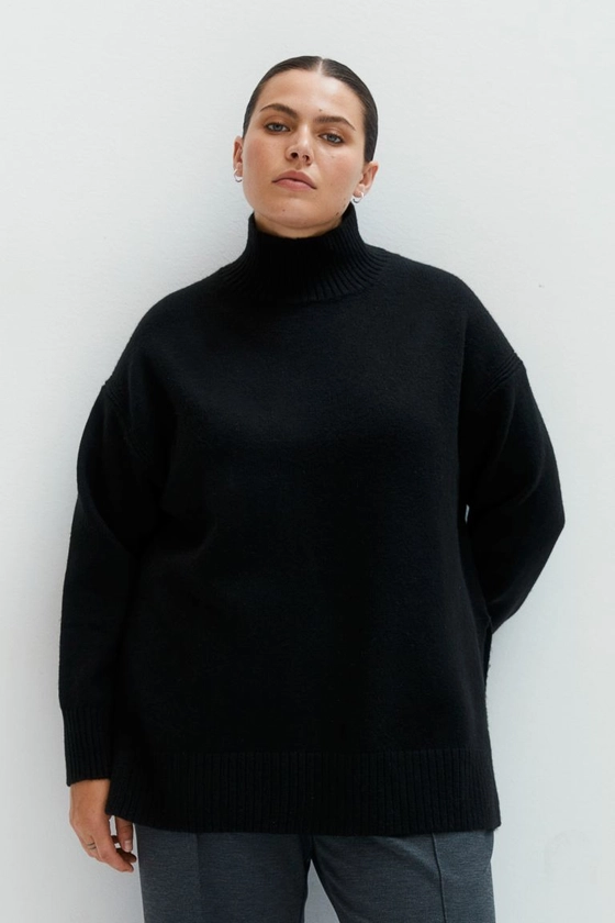 Pull col roulé oversize - Noir - FEMME | H&M BE