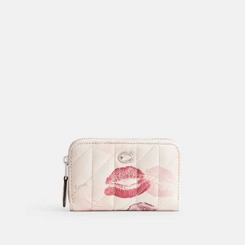 Porta-Cartões Essential Small Zip Around Quilting And Lip Print Coach - Off White