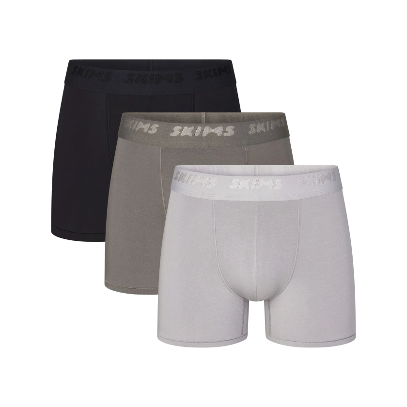 SKIMS STRETCH MENS 3" BOXER BRIEF 3-PACK | GUNMETAL MULTI