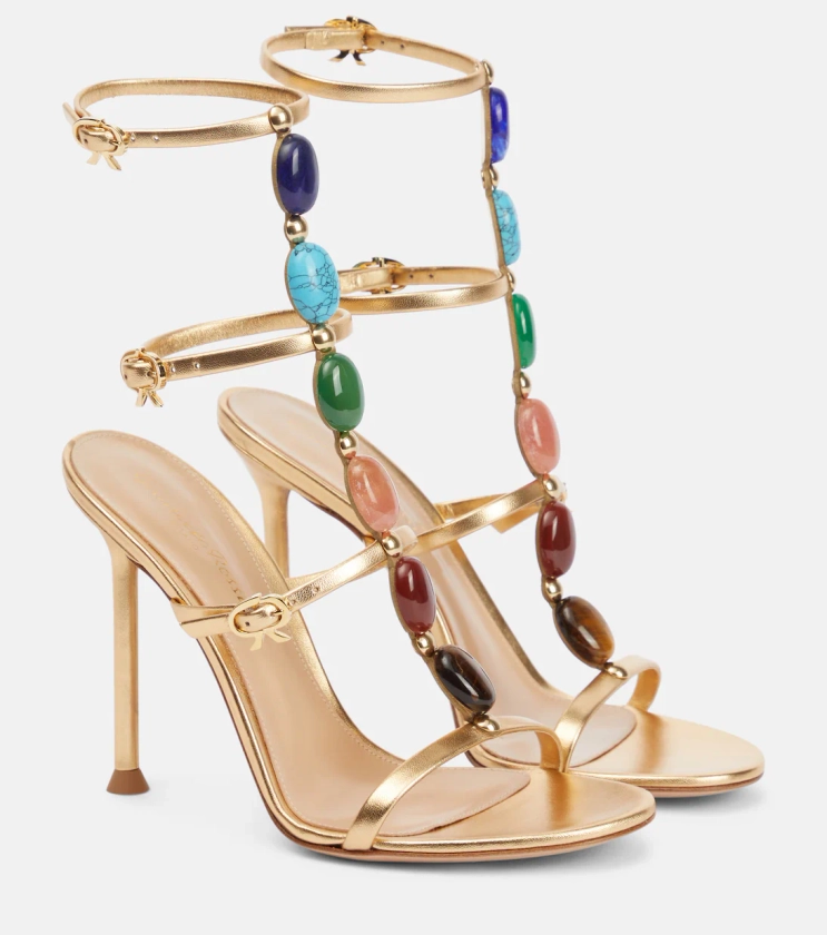 Shanti embellished leather sandals in multicoloured - Gianvito Rossi | Mytheresa