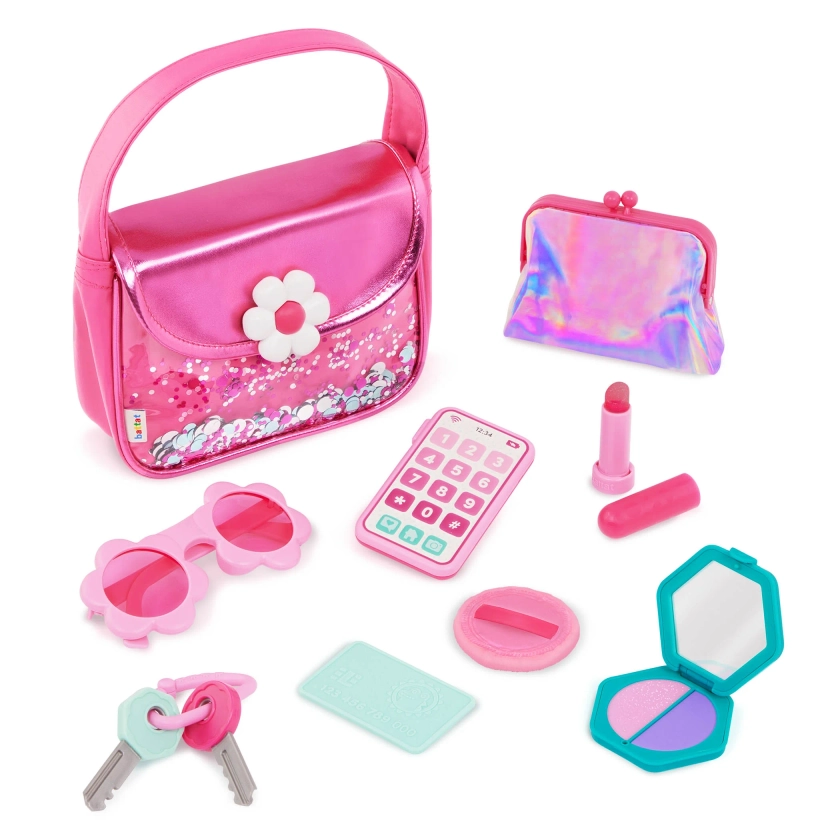 Battat Sparkle Time Pink Purse Set with Phone Keys Card Makeup, Toddler and Preschool Toys