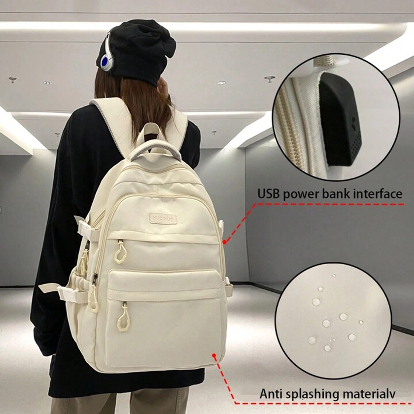 New Arrival Women's Solid Color Backpack, Large Capacity Travel Bag For Middle/High School And College StudentsSchool Backpack,School BagWaterproof,Classic,CasualFor Teen Girls Women College Students,Boys And Men,Outdoors, Travel, Outings,Back To School,Work ,Business,Commute