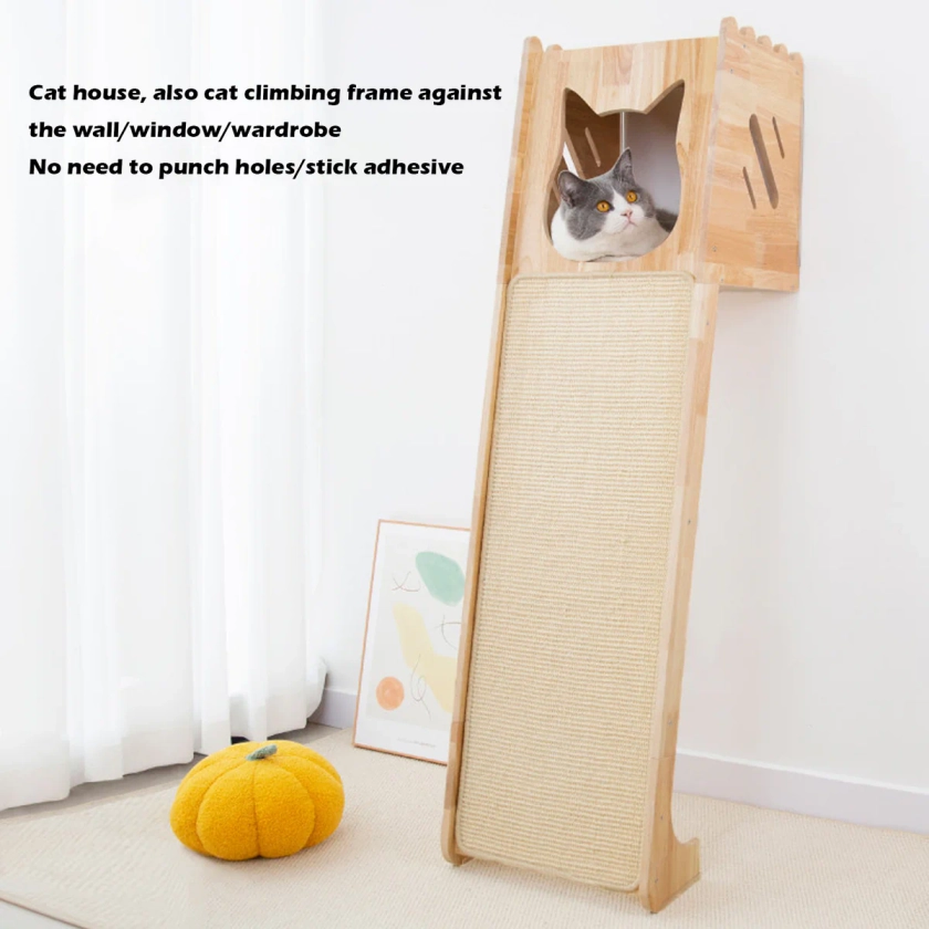 Scratching Wall Cat Tower Scratching Post Solid Wood Climbing Frame