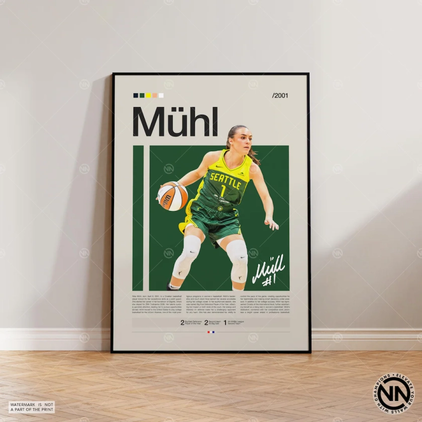 Nika Muhl Poster, Seattle Storm, WNBA Poster, Sports Poster, Mid Century Modern, WNBA Fans, Basketball Gift, Sports Bedroom Posters - Etsy