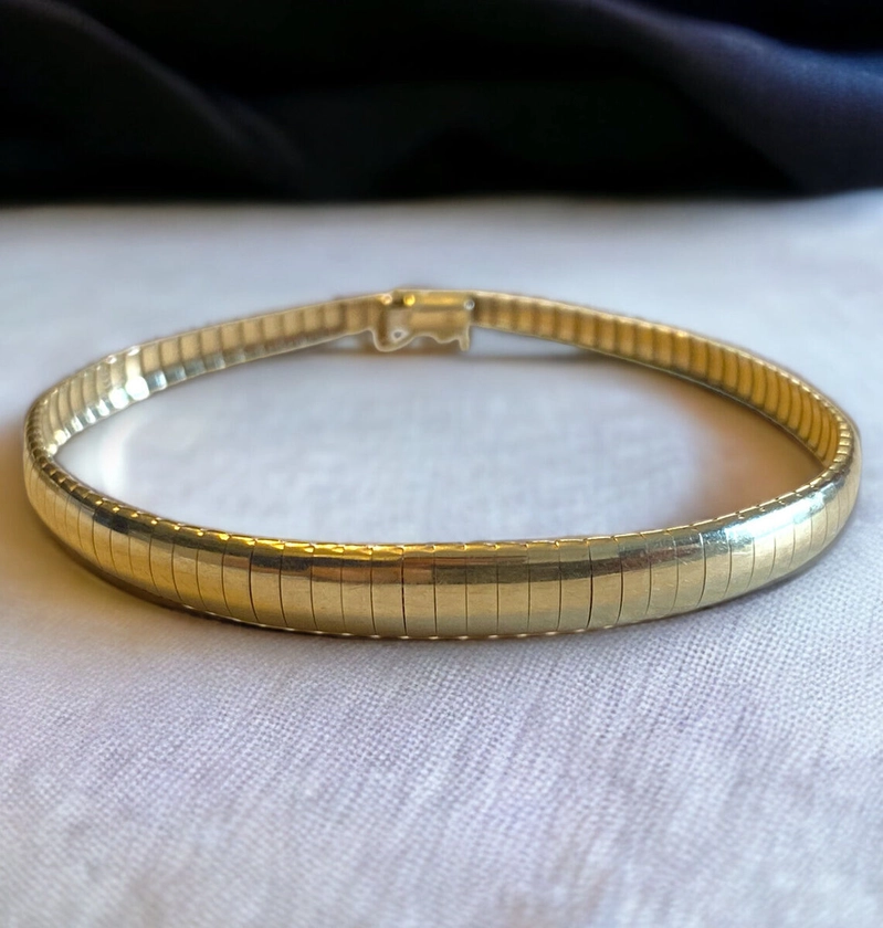 Beautiful 14k SOLID Yellow Gold Graduated OMEGA 7.25” Vintage Bracelet!