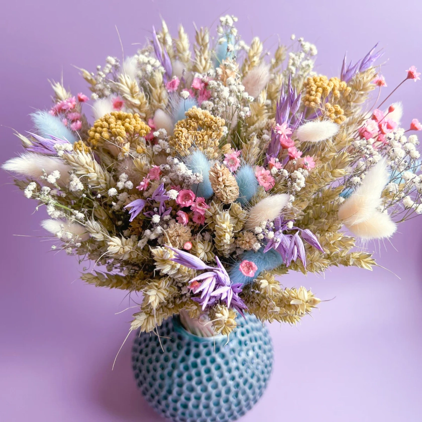 Pastel Rainbow Dried Flower Bouquet for Home & Gift