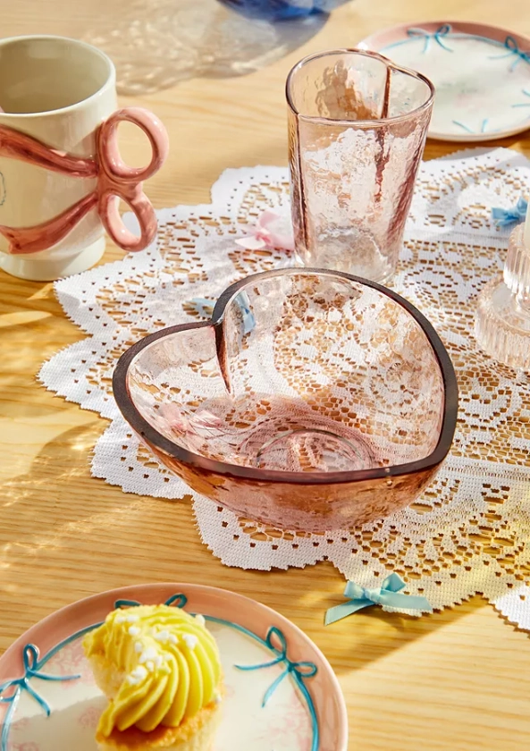 Heart Pink Glass Bowl