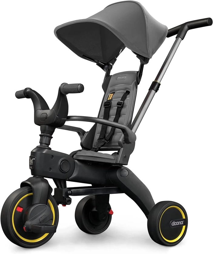 DOONA Liki Baby Trike S1 - Premium Foldable Toddler Tricycle with parent handle for ages 10 Months to 3 Years - Grey