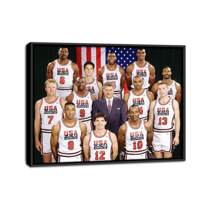 Dream Team 1992 America Basketball Framed Oil Canvas Print Wall Art Painting