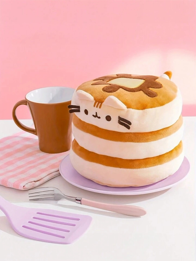 Peluche Pancake Cat Pusheen, adorables peluches suaves de gatito de 5,5 pulgadas de tamaño hamburguesa, lindos muñecos de cojín de peluche, cojín de figura de animal de dibujos animados anime Kawaii, regalo de cumpleaños, decoración de la habitación