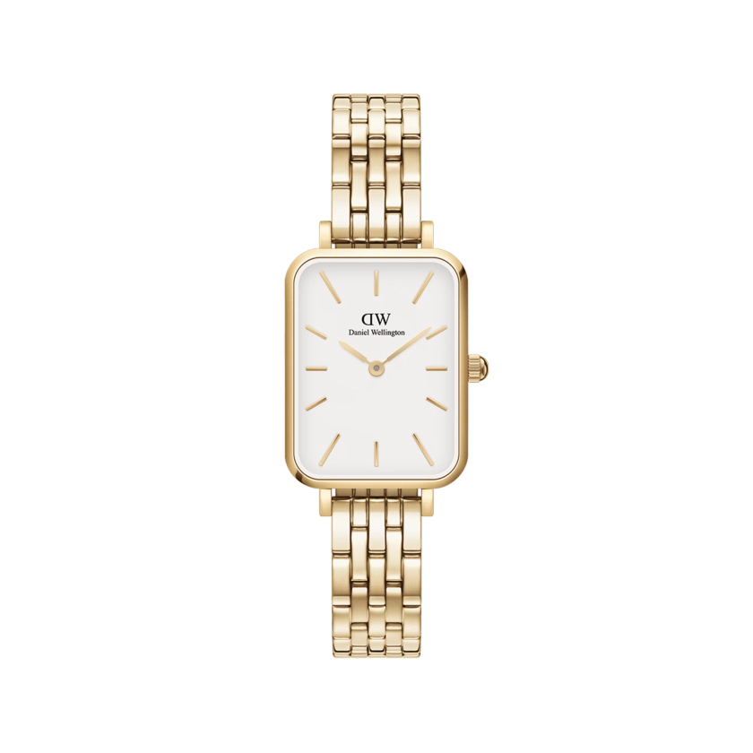 Quadro 5-Link - Women's gold watch with white dial| DW