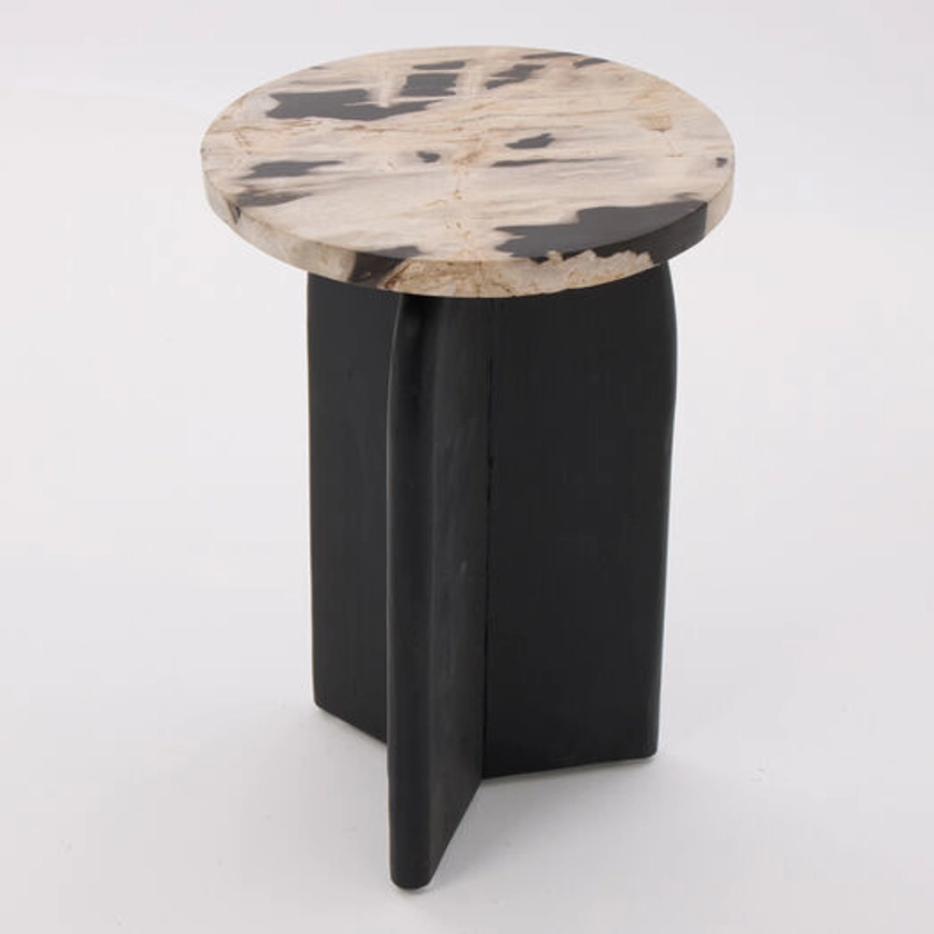 Black & White Marble Side Table 55x25cm - TK Maxx UK