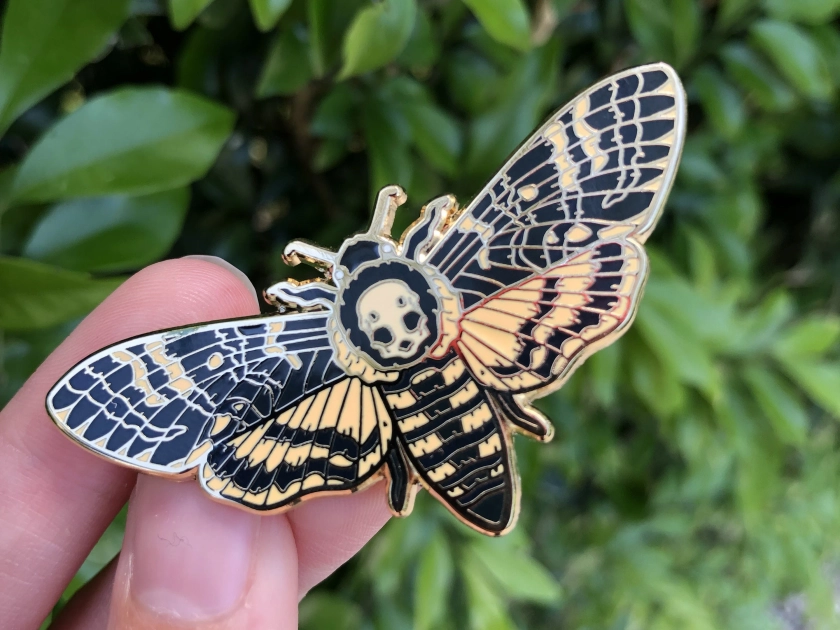 Death's-Head Hawkmoth Hard Enamel Pin - Hawk Moth | Gold Variant | Death Moth | Moth Brooch