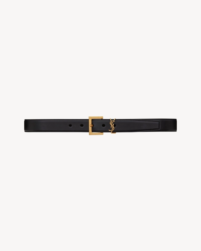 Cassandre Belt with square buckle in smooth leather | Saint Laurent | YSL.com