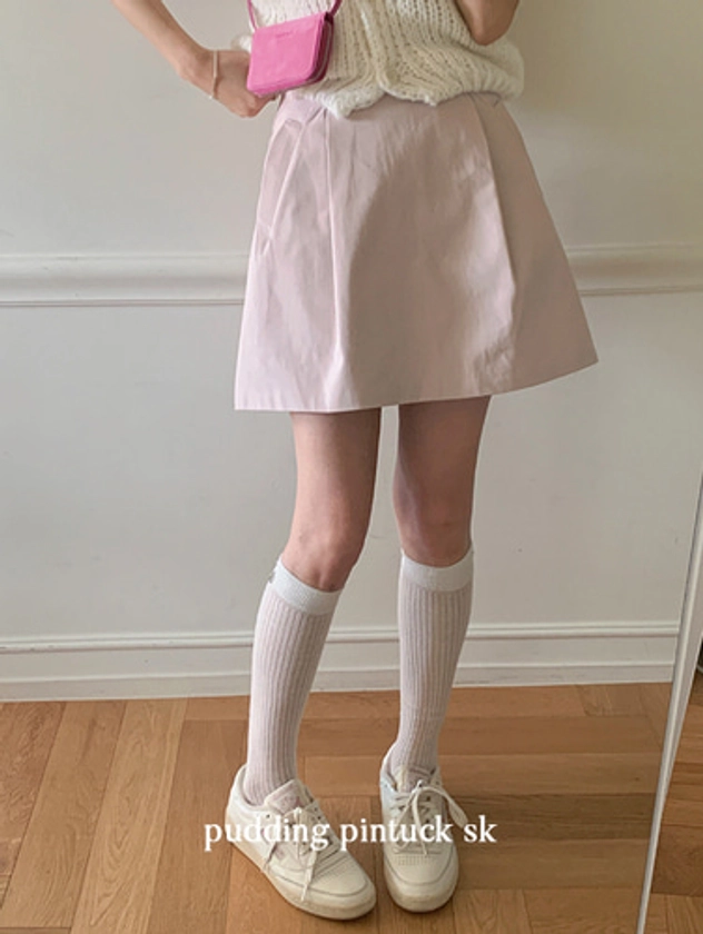 푸딩 핀턱 skirt - 2color (A라인/봄신상/핑크/벚꽃룩/피크닉/데일리/러블리/데이트룩/하객룩/나들이)