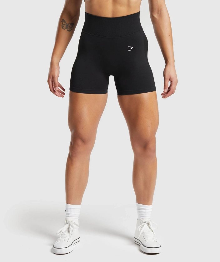 Gymshark Lift Contour Seamless Shorts - Black/Black Marl