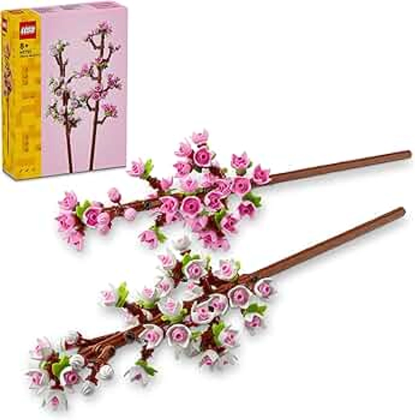 LEGO Cherry Blossoms, Artificial Faux Flowers Set, Valentine's Day Gift Idea, Makes a Great Desk Decor Accessory for 8 Plus Year Old Girls, Boys and Teens 40725