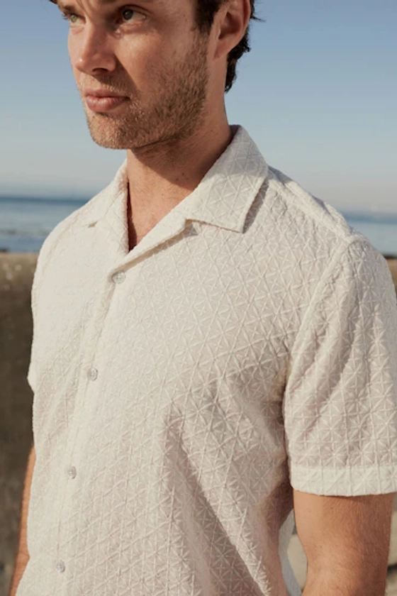 Buy White Broderie Short Sleeve Shirt from the Next UK online shop