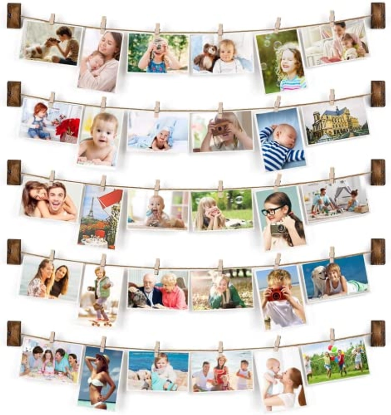 Amazon.com - Emfogo Picture Frames Collage Wall Decor Photo Collage Picture frames 4x6 for Wall Hanging with 30 Clips Multi Photo Display for Dorm Room Decor