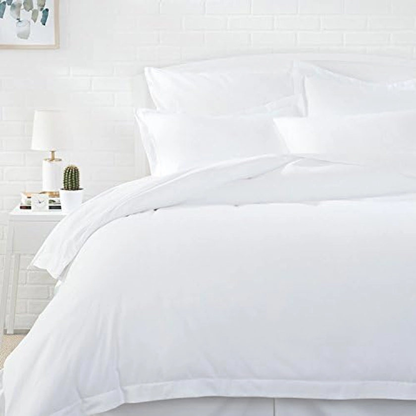 AmazonBasics Light-Weight Microfiber Duvet Cover Set - Full/Queen, Bright White