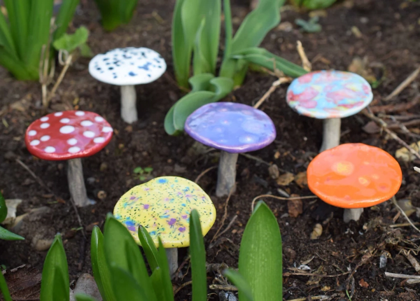Ceramic mushroom for Fairy Garden, ceramic toadstool, plant pot decoration , stocking filler for her