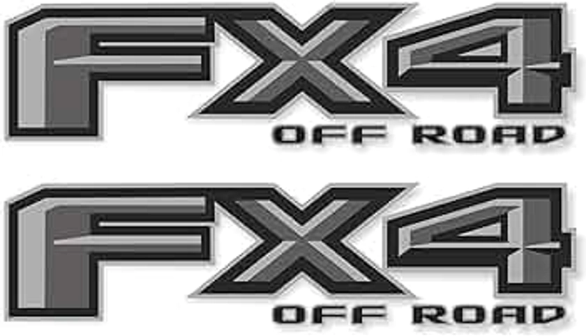Ford F150 Decal Sticker Set: FX4 Off Road Truck Bedside Replacement - Super Duty Gray Metallic Offroad Die-Cut - Silver - Compatible with Ford F150, Premium Series (Metallic Finish)