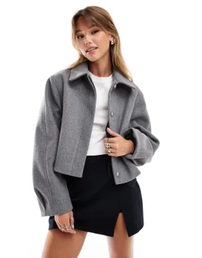 ASOS DESIGN - Veste avec col - Gris chiné | ASOS