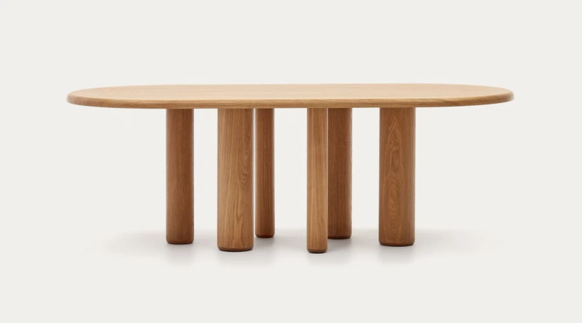 Table ovale Mailen en contre-plaqué de frêne avec finition naturelle Ø 220 x 105 cm | Kave Home®