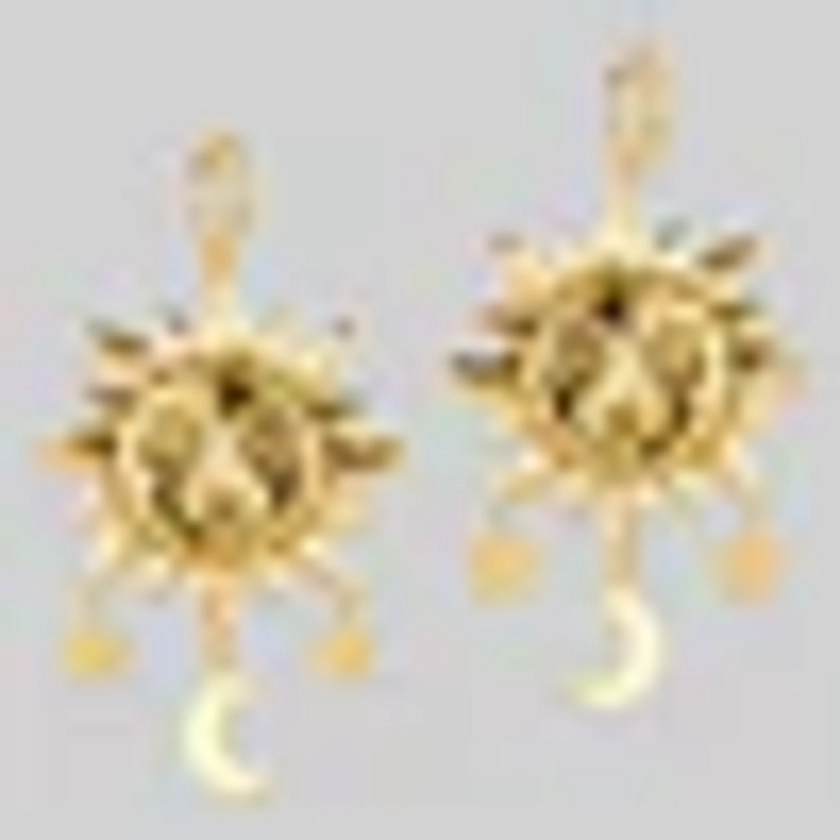 HELIOS. Sun & Moon Dream Catcher Hoop Earrings - Gold