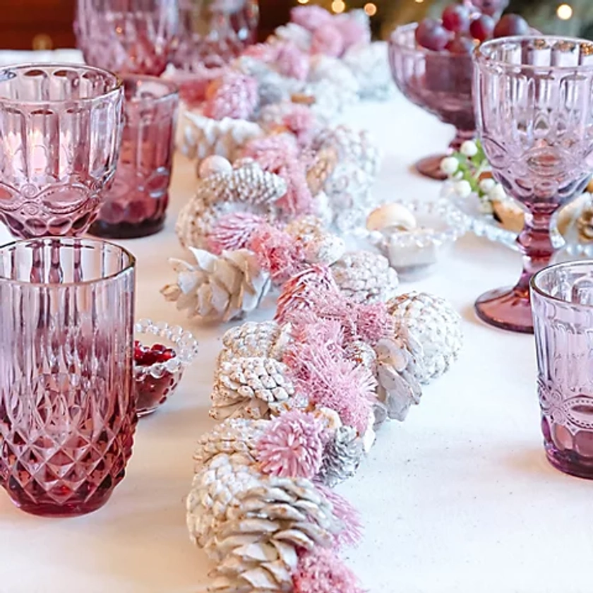 Christmas Dining Table Centrepiece Pink Xmas Decoration Table Garland Decorative Christmas Garland 120cm | DIY at B&Q