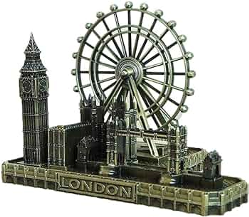 DeerBird® - Estatuilla de metal para sala de estar, estilo clásico, diseño de London Eye Big Ben, diseño de Londres, diseño retro de la torre del Reino Unido