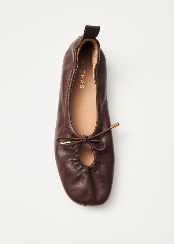 Rosalind Brown Leather Ballet Flats | ALOHAS