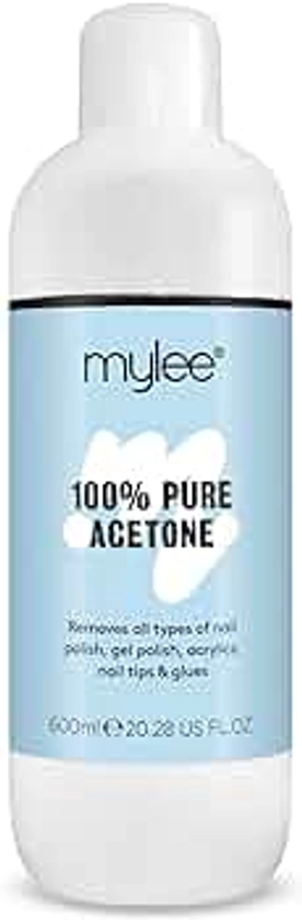 Mylee 100% Pure Acetone Gel Nail Polish Remover for UV/LED, Gel Soak Off, Removes All Types of Nail Polish, Gel Polish, Acrylic, Gels, Nail Tip & Glue (600ml)