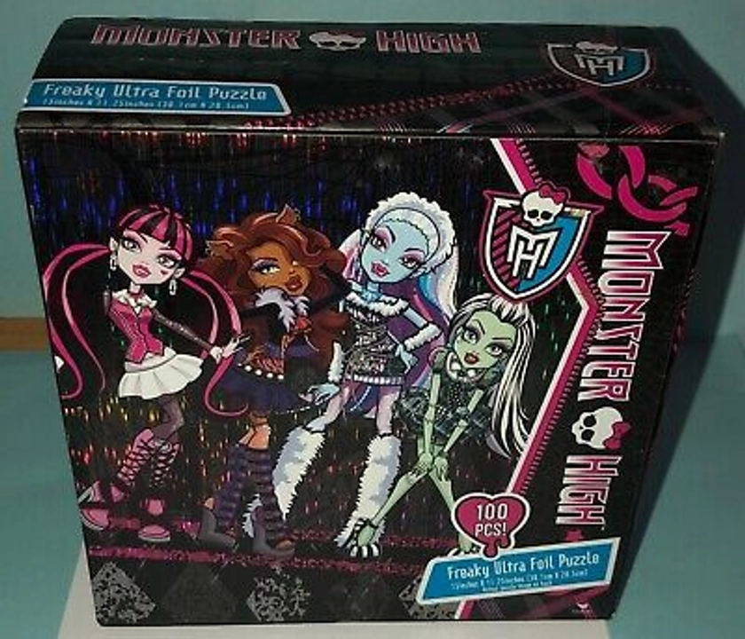 Monster High 100 pc Freaky Foil Jigsaw Puzzle 15"x11" Draculaura Frankie 2013