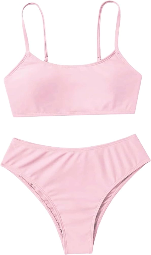 Amazon.com: SHENHE Girl's 2 Piece High Waisted Spaghetti Strap Swimsuit Bathing Suit Bikini Sets Light Pink 8-9Y : Clothing, Shoes & Jewelry