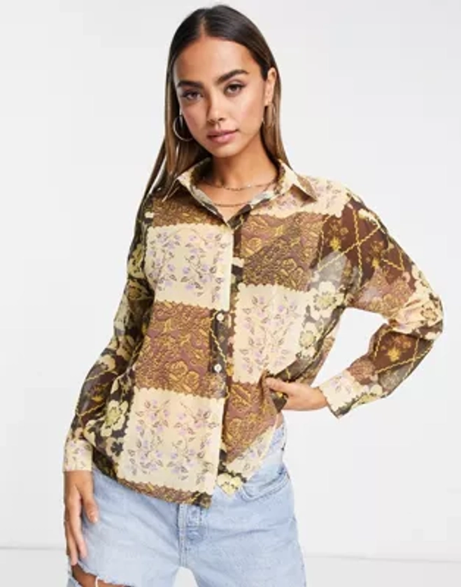 ASOS DESIGN - Chemise à manches longues avec imprimé cachemire à fleurs