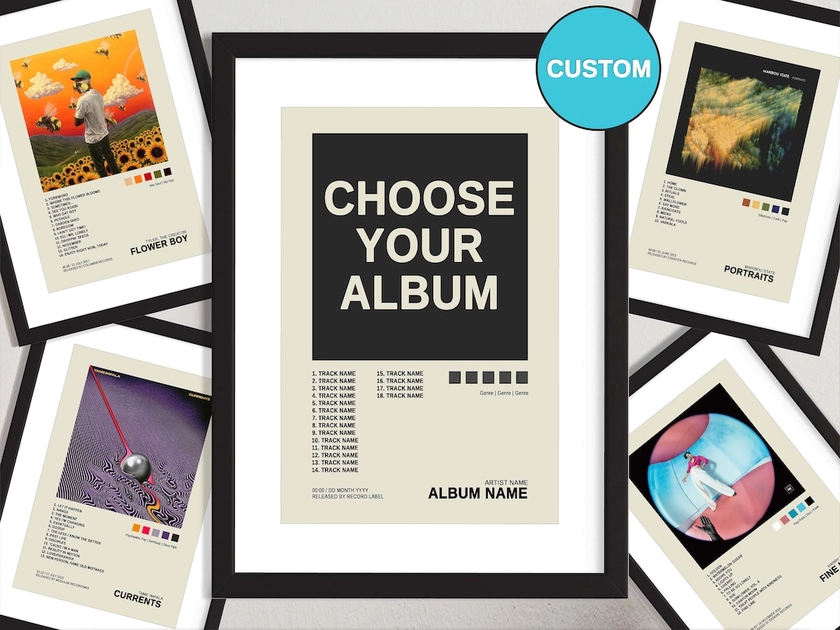 Custom Album Cover Print Choose Any Album A2 A3 A4 Framed Poster Print Album Cover Wall Art - Etsy UK