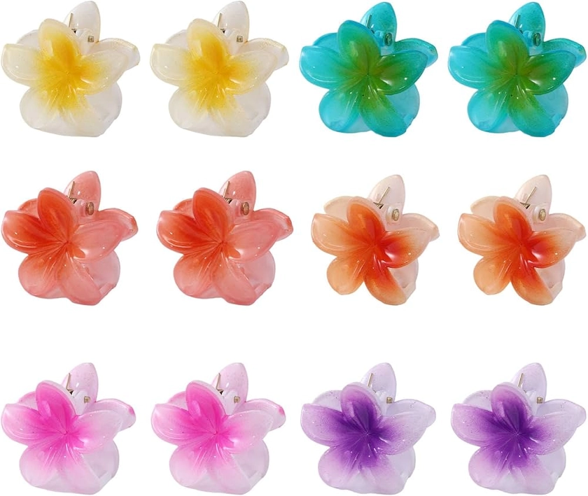 MHDGG Hair Clips for Women - 12PCS Cute Flower Nonslip Claws for Styling and Decorations