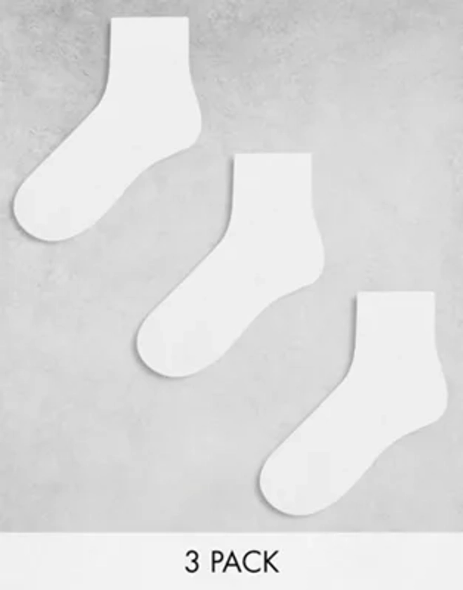 ASOS DESIGN - Lot de 3 paires de chaussettes de sport avec semelle et voûte plantaire en tissu éponge - Blanc | ASOS