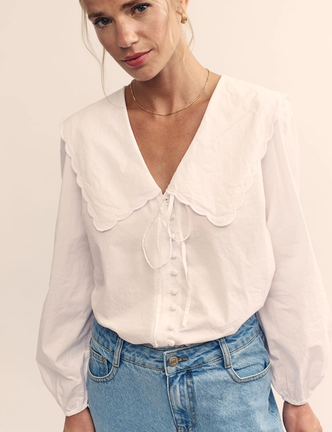 Pure Cotton Collared V-Neck Relaxed Blouse | Nobody's Child | M&S