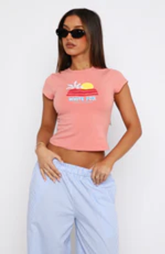 Summer Sunset Baby Tee Coral