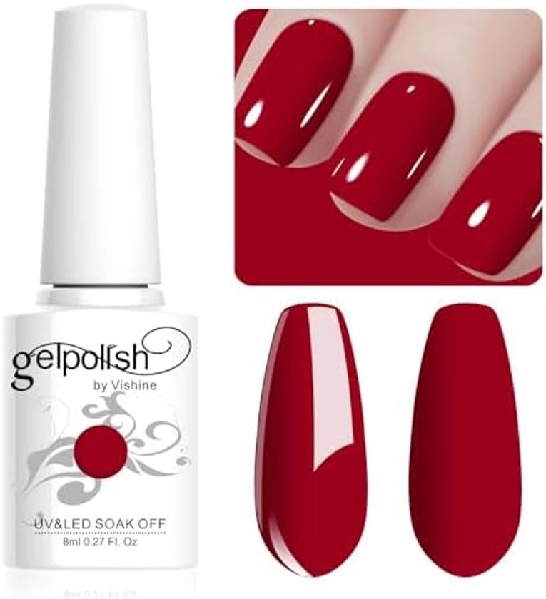 Vishine 8ml Vernis à Ongles Gel Semi Permanent Couleur Rouge, Vernis Semi Permanent Soak Off UV LED Gel Polish Nail Art Manucure Salon DIY LM078 : Amazon.com.be: Beauté et Parfum