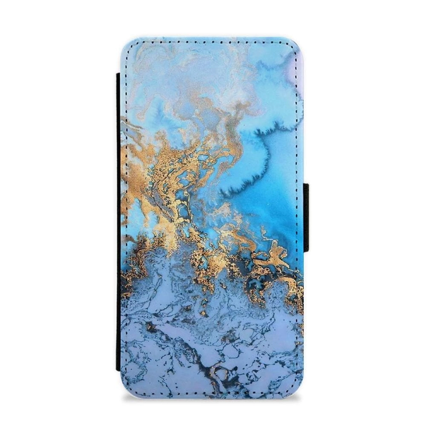 Sea Blue and Gold Marble Phone Case