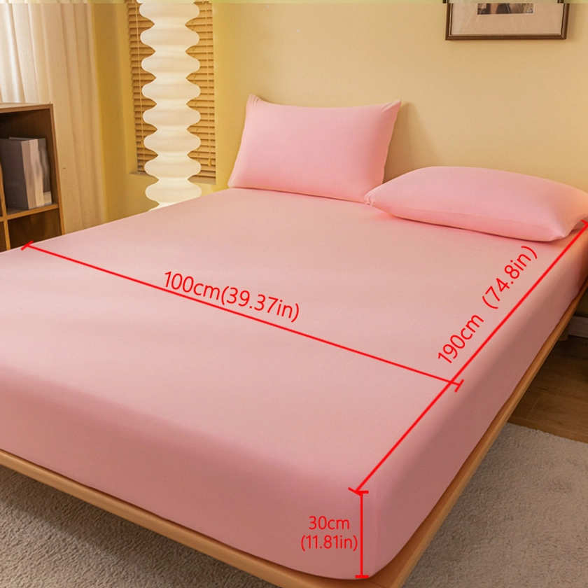 1pc Brushed Fitted Sheet, Soft Comfortable Solid Color Bedding Fitted Sheet, For Bedroom Guest Room Student Dorm, With Deep Pocket, Fitted Bed Sheet Only