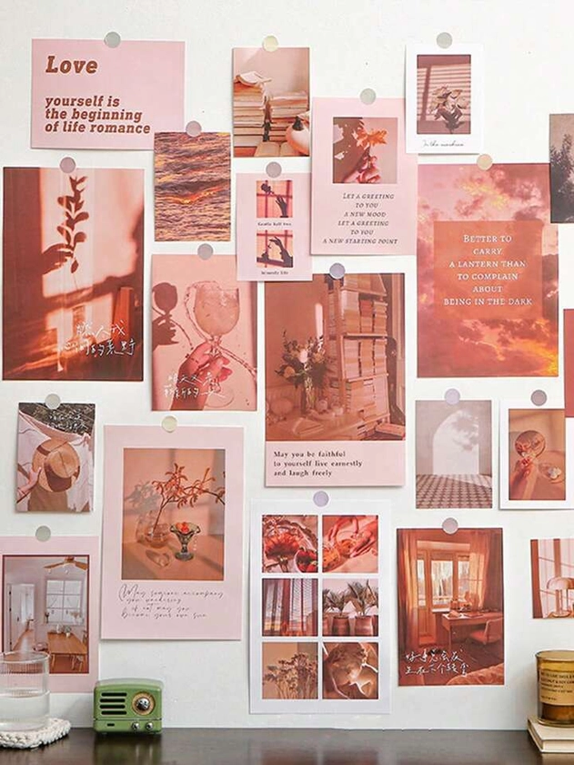20 Pièces/ensemble Stickers De Carte De Décoration Murale De Carte Postale Artistique De