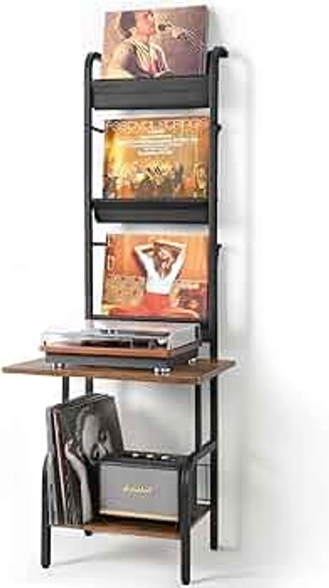 Record Player Stand with Vinyl Storage, Record Player Table with Vinyl Record Storage up to 200 Albums, Turntable Stand with Record Holder Vinyl Display Shelf, Record Player Cabinet Organizer Rack